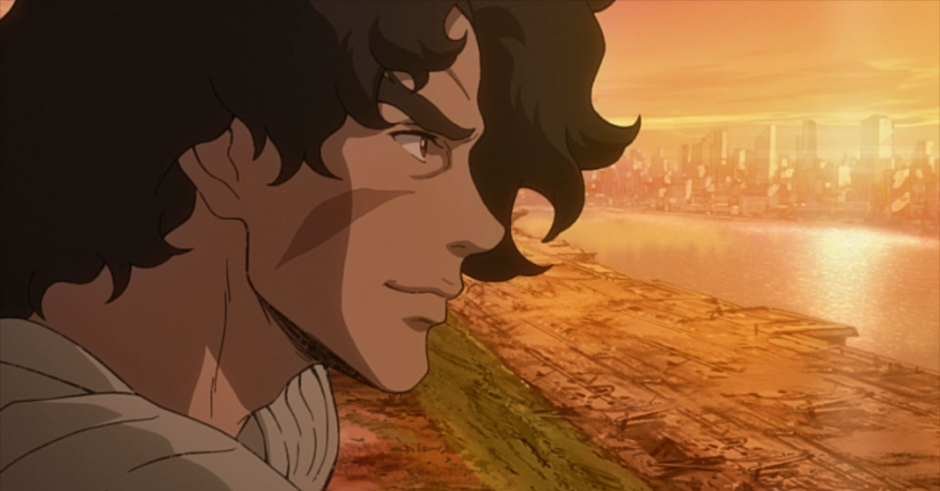 Joe looking towards the sunset in Megalo Box 2