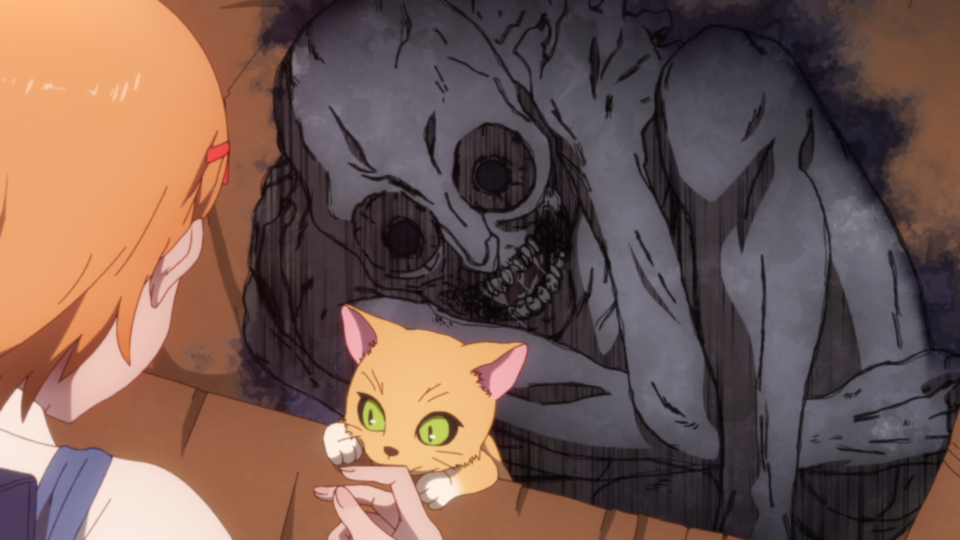 Mieruko-chan-episode-2-Hana-and-a-cat